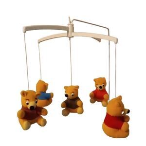 Vintage 5 Plush‎ Teddy Bears in T-Shirts Baby Infant Crib Mobile Red Blue Yellow